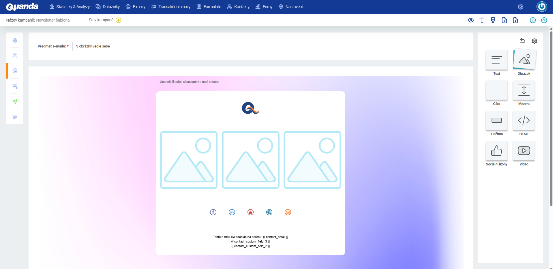 Quanda e-mail editor