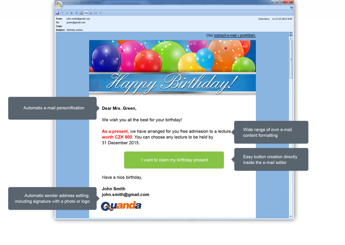 E-mail marketing - Birthday e-mail